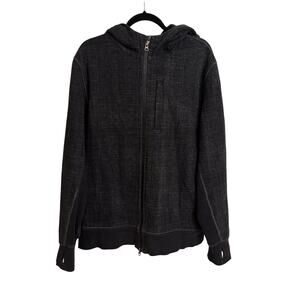 Lululemon Hoodie Mens XL Black Gray Scuba Full Zip Heavyweight Thumbholes